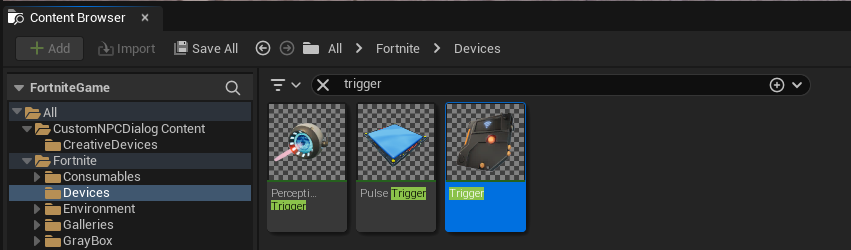 Trigger Device Content Browser
